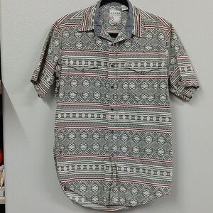 ROPER MEN'S GRAY AZTEC STRIPE WESTERN SHIRT MED